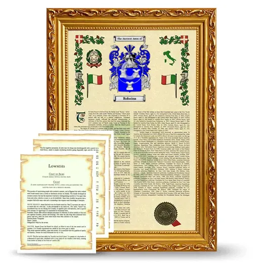Robaina Framed Armorial History and Symbolism - Gold