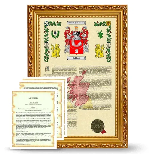 Robbert Framed Armorial History and Symbolism - Gold