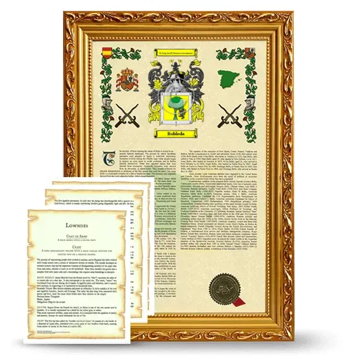 Robleda Framed Armorial History and Symbolism - Gold