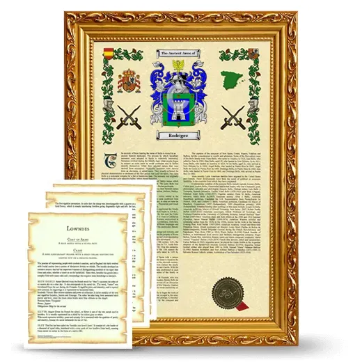 Rodrigez Framed Armorial History and Symbolism - Gold