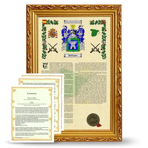 Rodriques Framed Armorial History and Symbolism - Gold