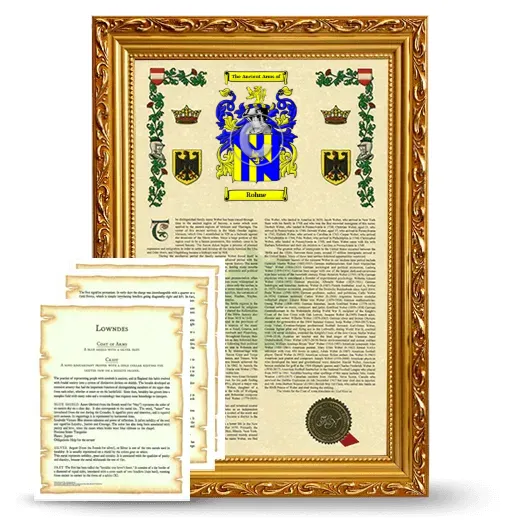 Rohne Framed Armorial History and Symbolism - Gold