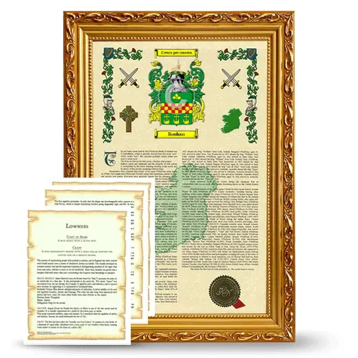 Roohan Framed Armorial History and Symbolism - Gold
