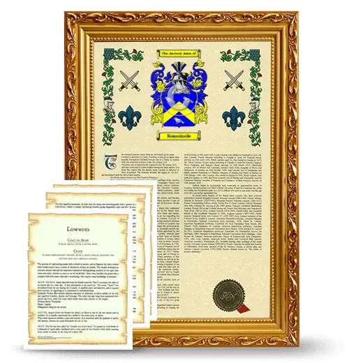 Roussinole Framed Armorial History and Symbolism - Gold