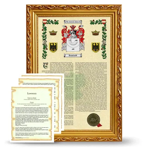 Runstadt Framed Armorial History and Symbolism - Gold