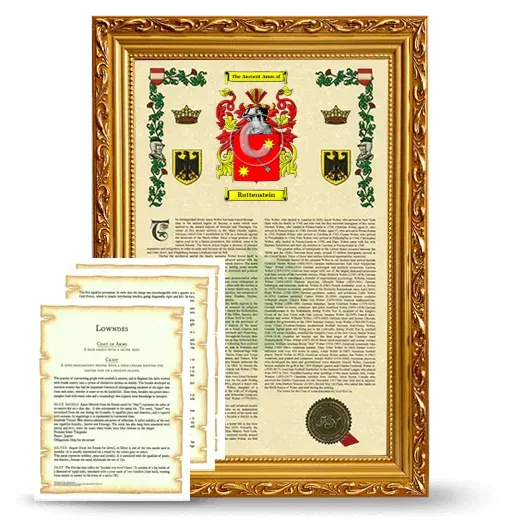 Ruttenstein Framed Armorial History and Symbolism - Gold