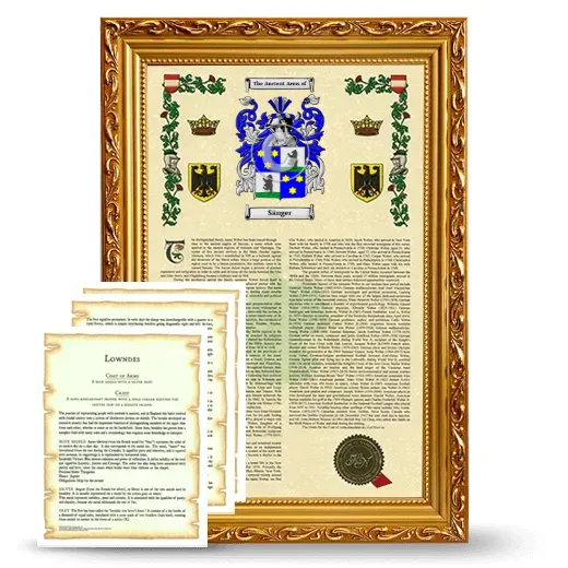 Sänger Framed Armorial History and Symbolism - Gold