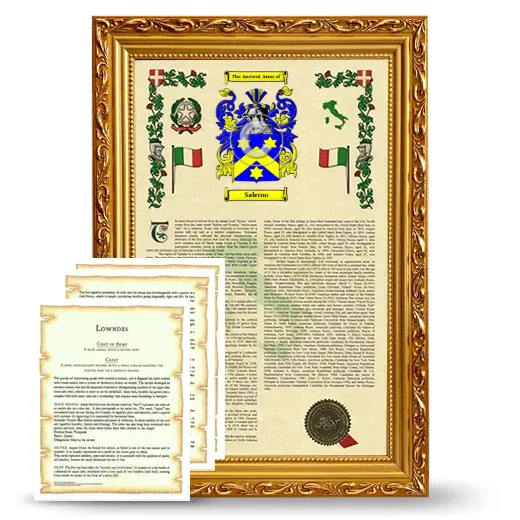 Salerno Framed Armorial History and Symbolism - Gold