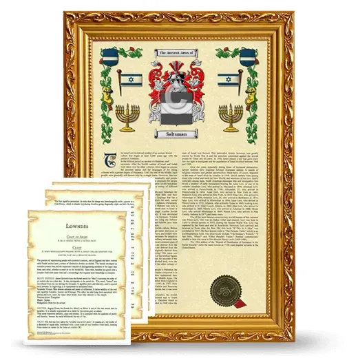 Saltsman Framed Armorial History and Symbolism - Gold