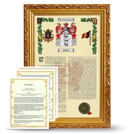 Sandre Framed Armorial History and Symbolism - Gold