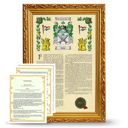Sarme Framed Armorial History and Symbolism - Gold