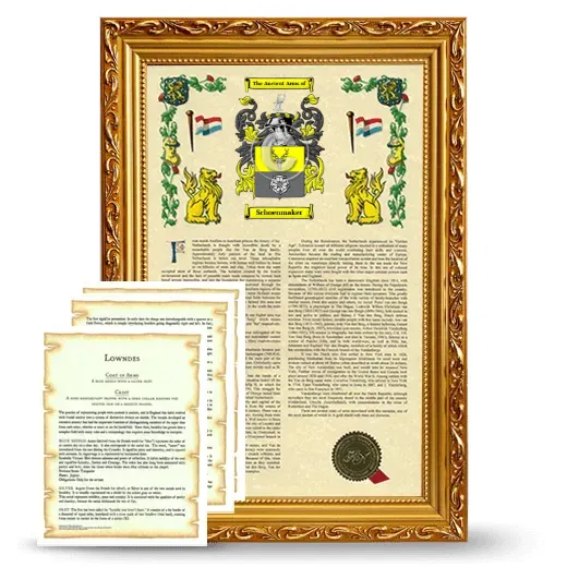 Schoenmaker Framed Armorial History and Symbolism - Gold