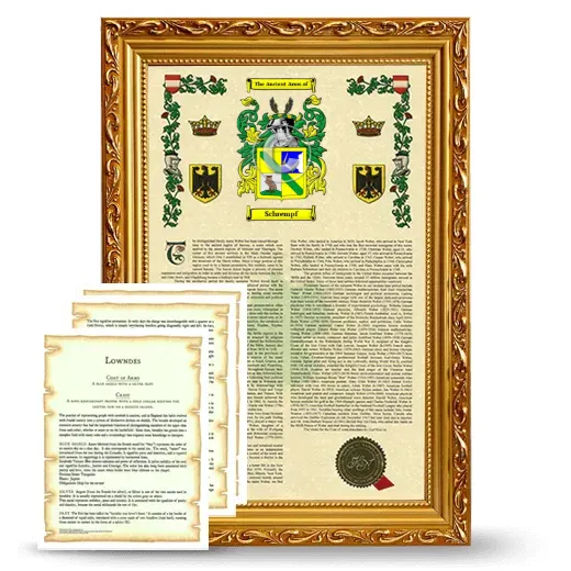 Schrempf Framed Armorial History and Symbolism - Gold