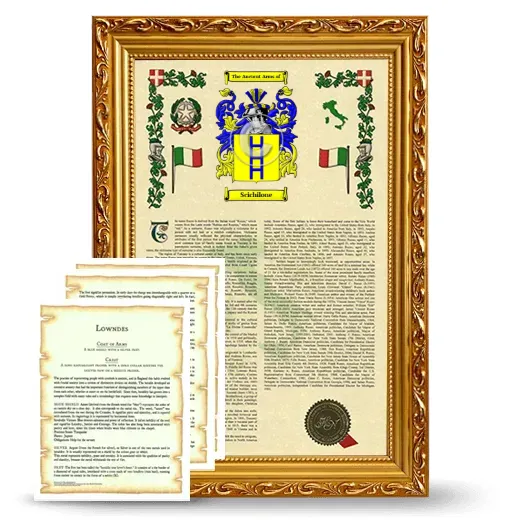 Scichilone Framed Armorial History and Symbolism - Gold