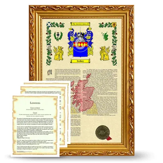 Scobey Framed Armorial History and Symbolism - Gold