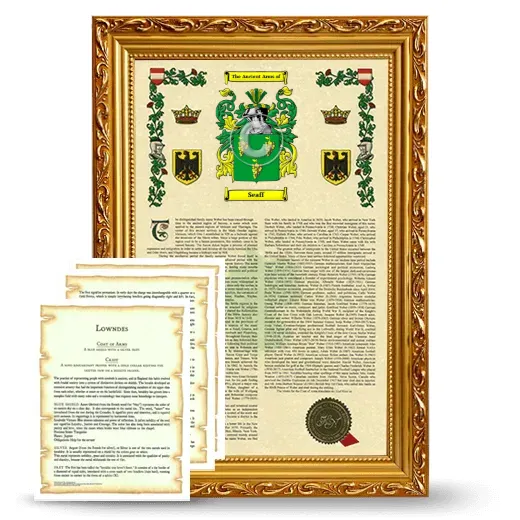 Seaff Framed Armorial History and Symbolism - Gold