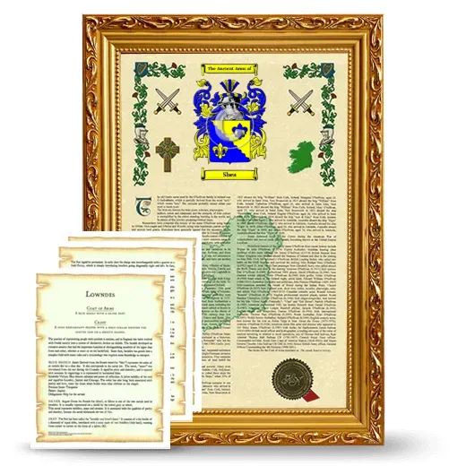 Shea Framed Armorial History and Symbolism - Gold
