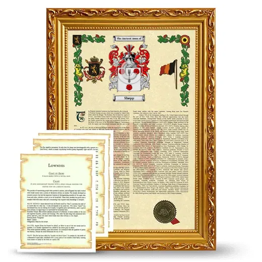 Shepp Framed Armorial History and Symbolism - Gold