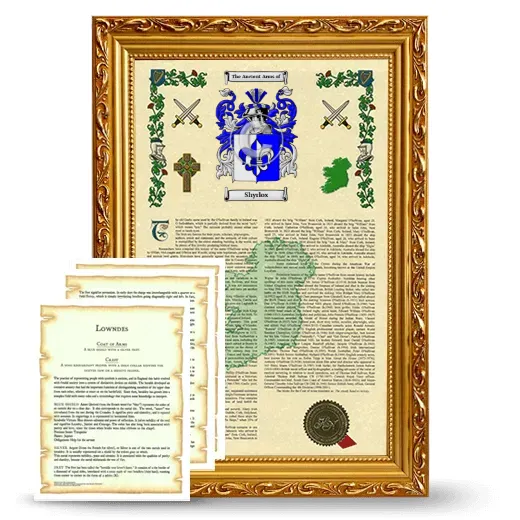 Shyrlox Framed Armorial History and Symbolism - Gold