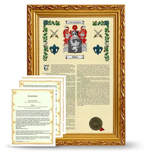 Simón Framed Armorial History and Symbolism - Gold