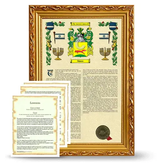 Simon Framed Armorial History and Symbolism - Gold