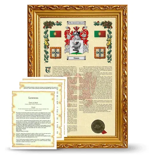 Simos Framed Armorial History and Symbolism - Gold
