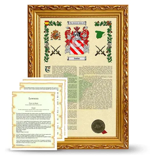 Sorias Framed Armorial History and Symbolism - Gold