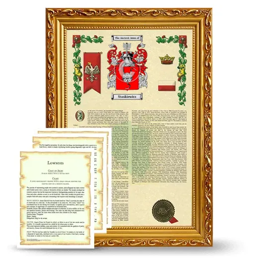 Staskiewicz Framed Armorial History and Symbolism - Gold