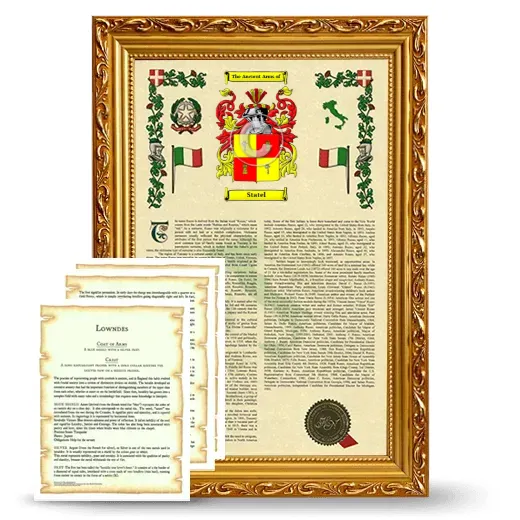 Statel Framed Armorial History and Symbolism - Gold