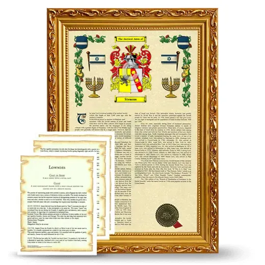 Stearns Framed Armorial History and Symbolism - Gold