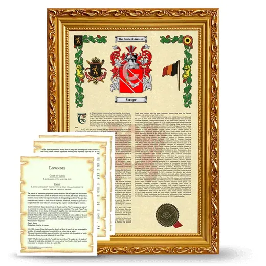 Strope Framed Armorial History and Symbolism - Gold