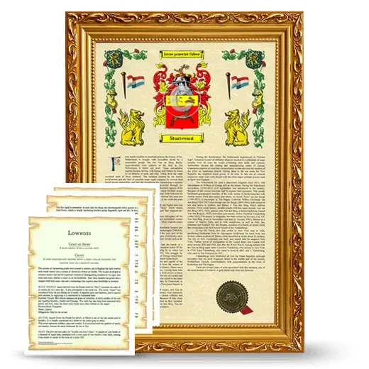 Sturtevant Framed Armorial History and Symbolism - Gold