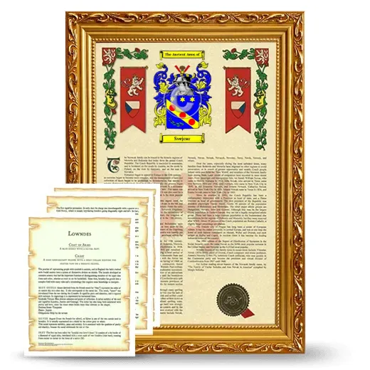 Svejcar Framed Armorial History and Symbolism - Gold