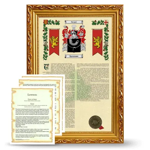 Sycamore Framed Armorial History and Symbolism - Gold