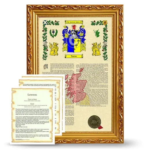 Tarver Framed Armorial History and Symbolism - Gold