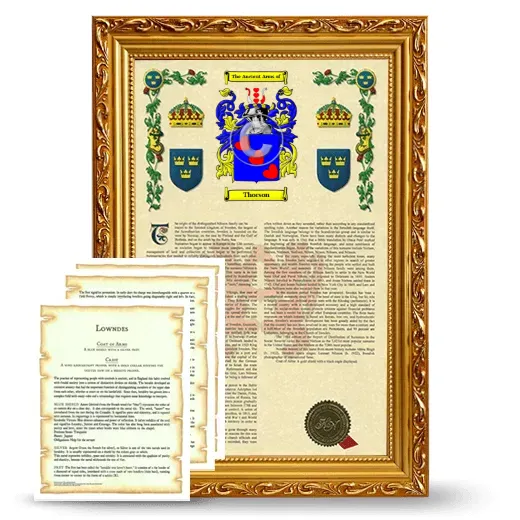 Thorson Framed Armorial History and Symbolism - Gold