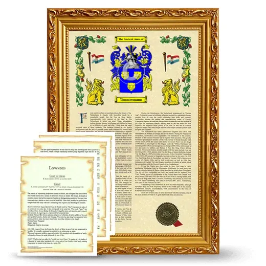 Timmermann Framed Armorial History and Symbolism - Gold