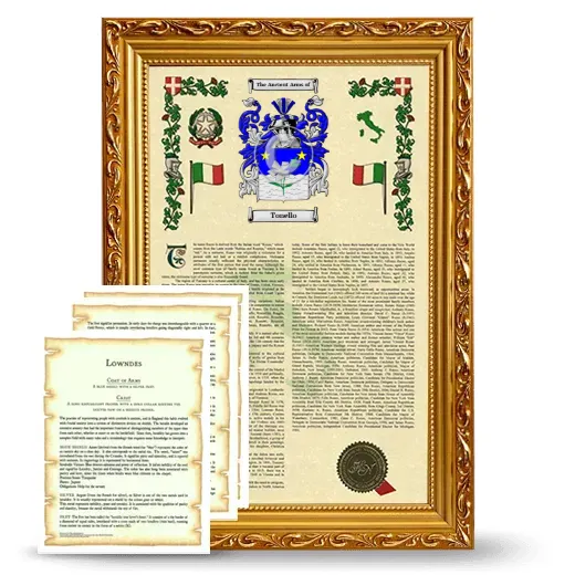 Tonello Framed Armorial History and Symbolism - Gold
