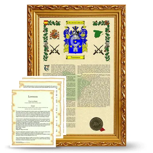 Torresano Framed Armorial History and Symbolism - Gold