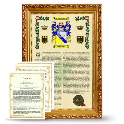Uckerman Framed Armorial History and Symbolism - Gold