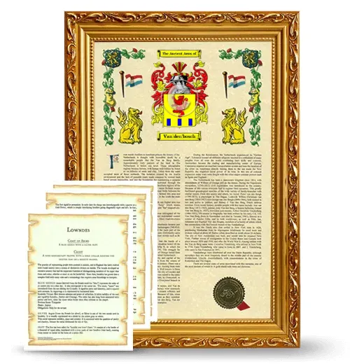 Van'den'bosch Framed Armorial History and Symbolism - Gold