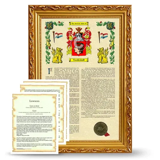 Vandenhoff Framed Armorial History and Symbolism - Gold