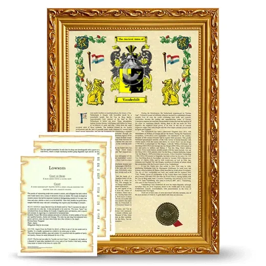 Vanderbilt Framed Armorial History and Symbolism - Gold