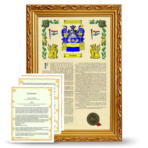 Vanlaan Framed Armorial History and Symbolism - Gold
