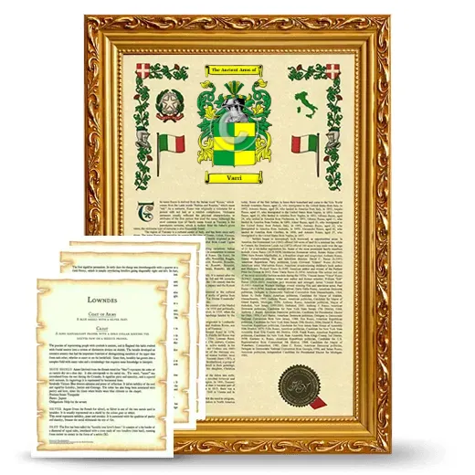 Varri Framed Armorial History and Symbolism - Gold