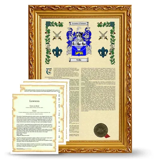 Velie Framed Armorial History and Symbolism - Gold