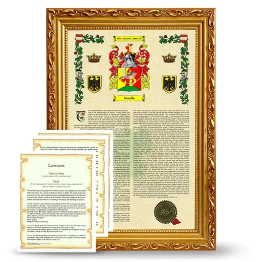 Vendle Framed Armorial History and Symbolism - Gold