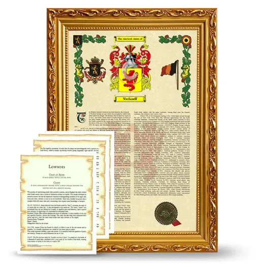Verhoeff Framed Armorial History and Symbolism - Gold