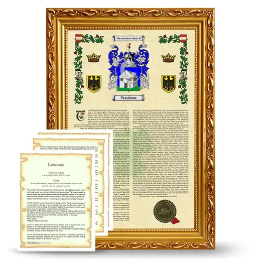 Verschuer Framed Armorial History and Symbolism - Gold