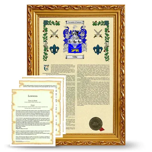 Villie Framed Armorial History and Symbolism - Gold